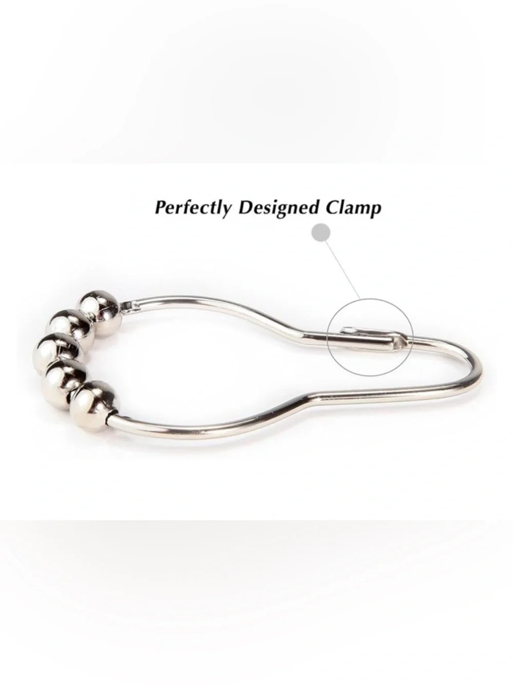 Rustproof Polished Chrome silver Shower Curtain Hooks - Set of 12 new